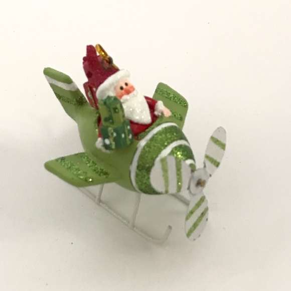 KURT ADLER Santa Ornament Whimsical Christmas Ornament Flying Plane NWT - Picture 15 of 15